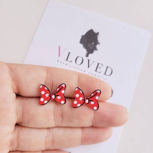 Minnie Bow stud inspired stud earrings, disney necklace, disney choker, disney jewelry, cat