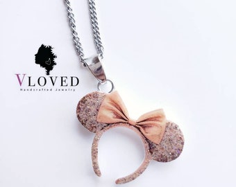 Rose Gold ears necklace, disney jewelry, disney necklace, disney  accessories, cosplay
