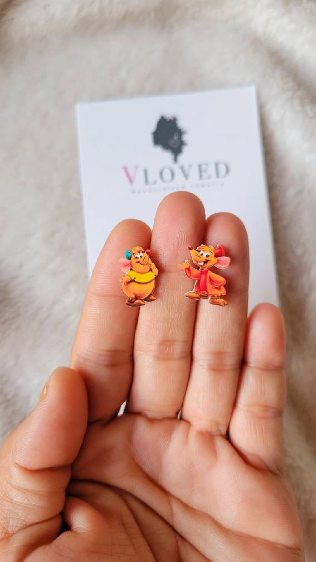 Cinderella Character Earrings - Jaq And Gus Gus Mouse Inspired Jewelry For Movie Lovers