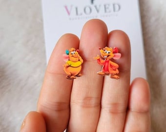 Jaq & Gus inspired stud earrings, inspired earrings, disney necklace, disney jewelry, disney accessories, little mermaid, ariel