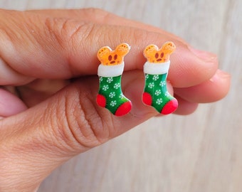 Gingerbread Stockings stud earrings, disney jewelry, disney accessories, Disney earrings, Disney necklace