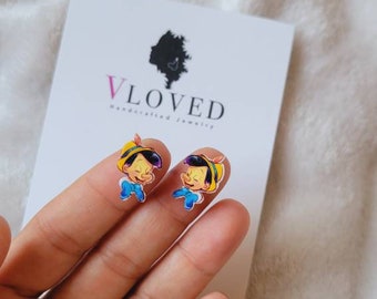 Wooden boy inspired studs earrings, disney necklace, disney choker, disney jewelry, Disney princess