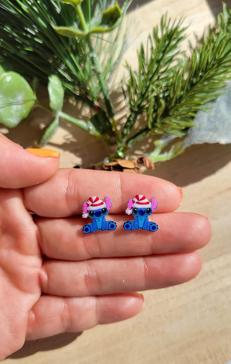 Stitch inspired stud earrings, disney jewelry, disney accessories, Disney earrings, Disney necklace image 7