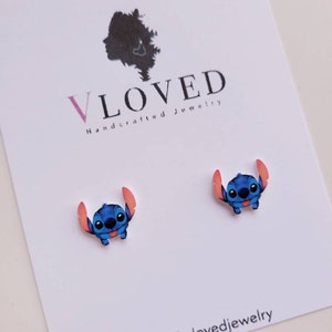 Stitch inspired stud earrings, disney jewelry, disney accessories, Disney earrings, Disney necklace image 6