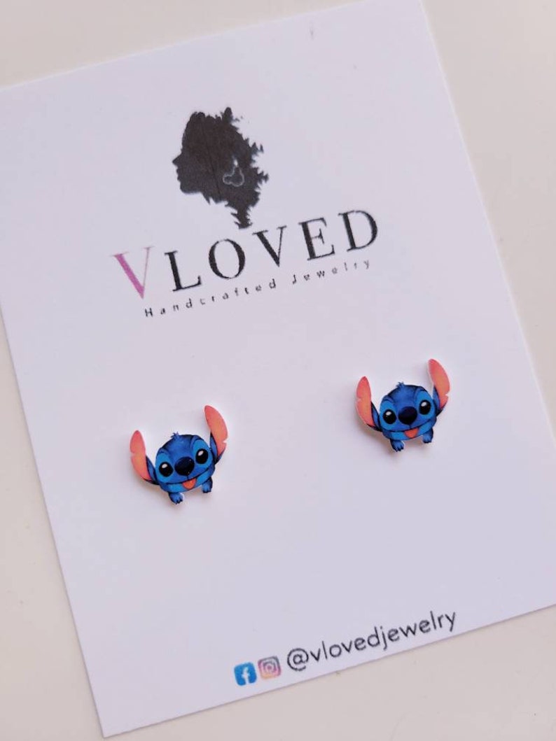 Stitch inspired stud earrings, disney jewelry, disney accessories, Disney earrings, Disney necklace image 6