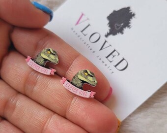 Clever girl Jurassic movie inspired stud earrings, inspired earrings, disney jewelry,disney necklace, disney earrings, cosplay