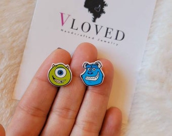 Monster inc inspired stud earrings, inspired earrings, disney jewelry,disney necklace, disney earrings, cosplay