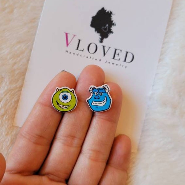 Monster inc inspired stud earrings, inspired earrings, disney jewelry,disney necklace, disney earrings, cosplay