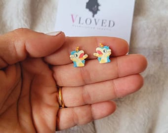 Puppet Unicorn cartoon inspired studs earrings, disney necklace, disney choker, disney jewelry, Disney princess