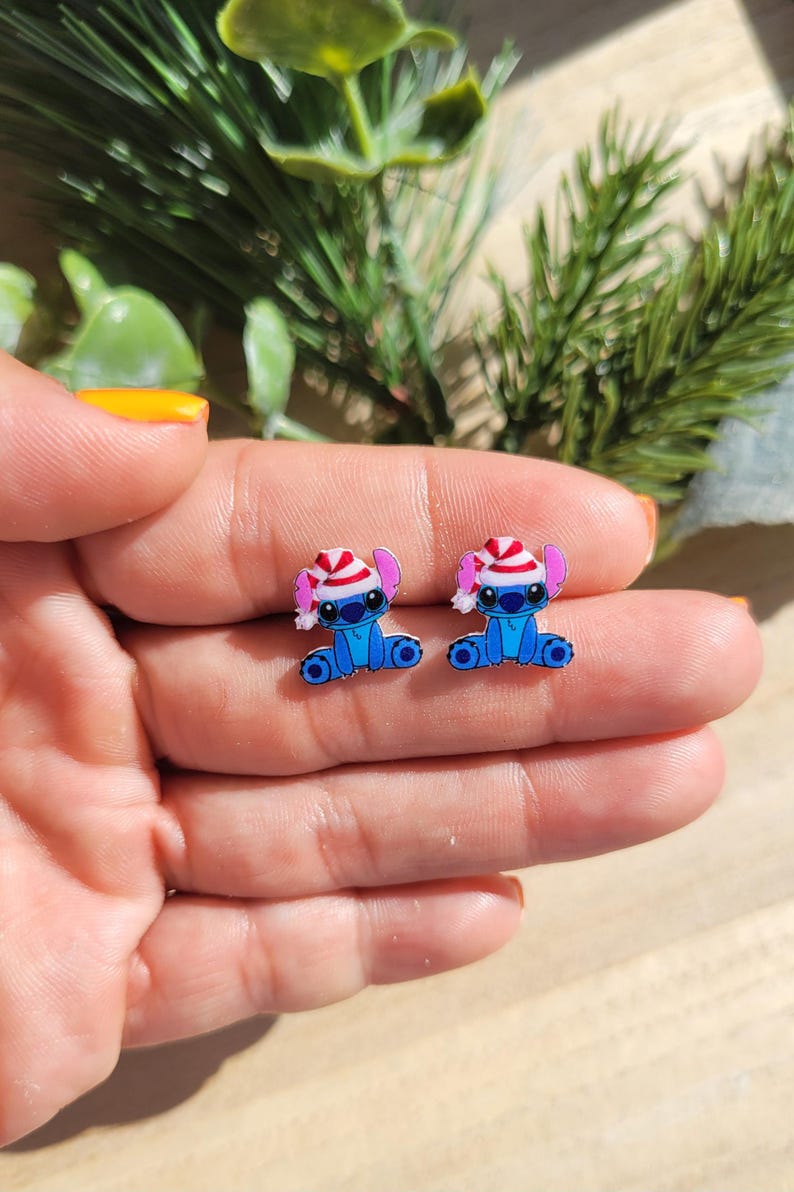 Stitch inspired stud earrings, disney jewelry, disney accessories, Disney earrings, Disney necklace image 8