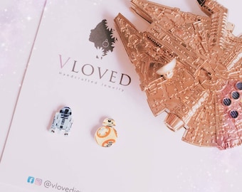 Star wars droids stud earrings inspired, disney, jewelry, cosplay