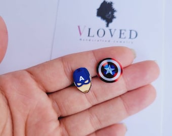 Captain America inspired earrings, disney jewelry, Disney earrings, Disney necklace, Disney accessories, toy story, cosplay