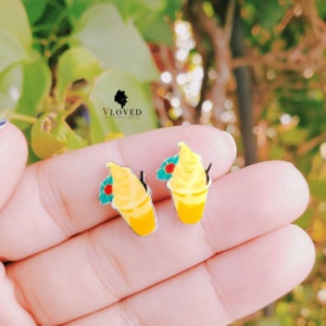 Dole Whip inspired stud earrings, Disney inspired, disney jewelry, disney necklace, disney accessories. Cosplay