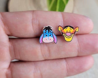 Eeyore & Tiger inspired studs earrings, disney necklace, disney choker, disney jewelry, Disney princess