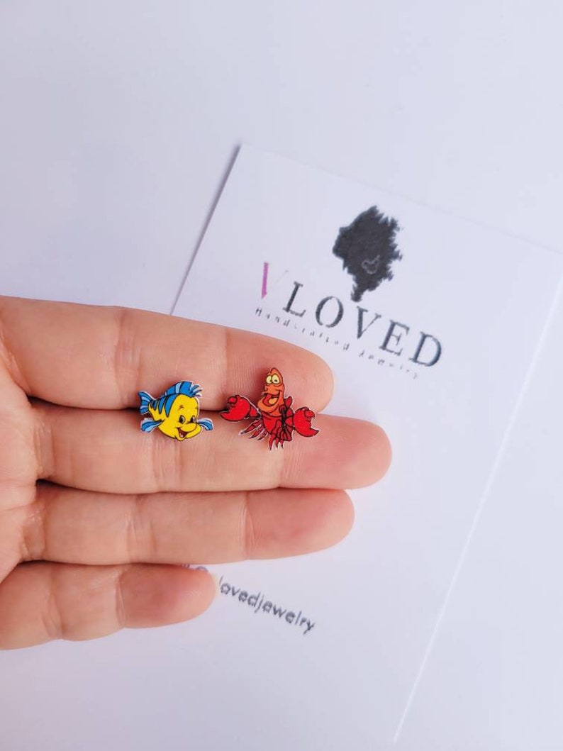 Flounder & Sebastian Inspired Earrings Disney Jewelry Disney Etsy