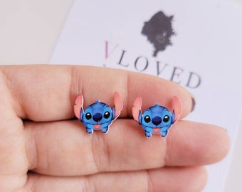 Stitch inspired stud earrings, disney jewelry, disney accessories, Disney earrings, Disney necklace