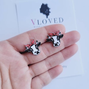 Cow studs earrings, disney necklace, disney choker, disney jewelry, Disney princess