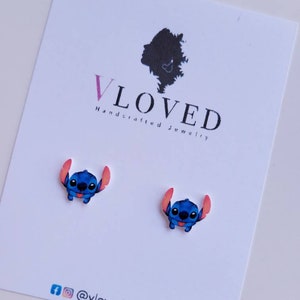 Stitch inspired stud earrings, disney jewelry, disney accessories, Disney earrings, Disney necklace image 5