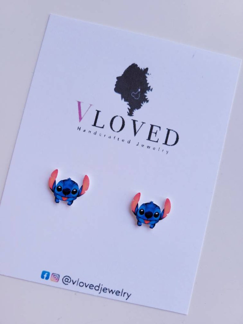 Stitch inspired stud earrings, disney jewelry, disney accessories, Disney earrings, Disney necklace image 5