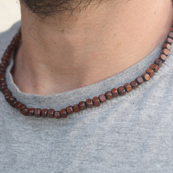 Collier homme bois