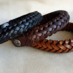 Hand Braided Leather Bracelet Cuff for Men and Women, Custom Leather Bracelet image 6