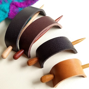 Handmade Leather Hair Stick Barrette in Minimal Style, Leather Hair Pin, Women Hair Slide Multiple Sizes