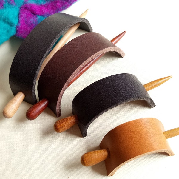 Handmade Leather Hair Stick Barrette in Minimal Style, Leather Hair Pin, Women Hair Slide Multiple Sizes