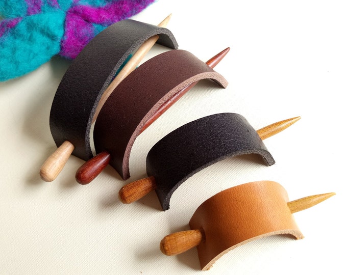 Retro Leather Hair Barrettes With Sticks, Hippie Barrettes, Slider