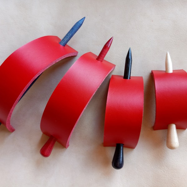 Handmade Leather Hair Stick Barrette in Minimal Style, Red Leather Hair Pin, Women Hair Slide Multiple Sizes