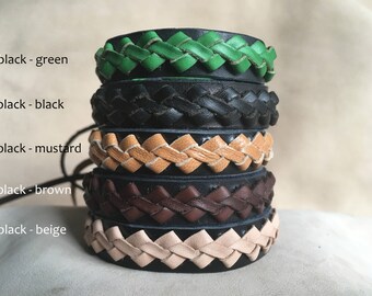 Pulsera de cuero hecha a medida, hecha a mano con aplique de dos tangas, para mujeres, hombres y niños