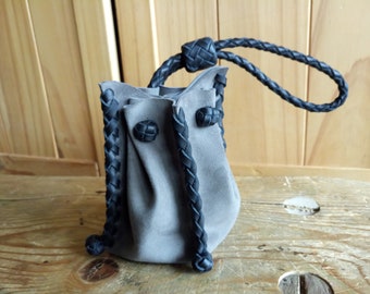 Handmade Leather Pouch & Coin Purse, Handbraided Suede Pouch, Belt Bag, Owl Leather Pouch, Amulet bag