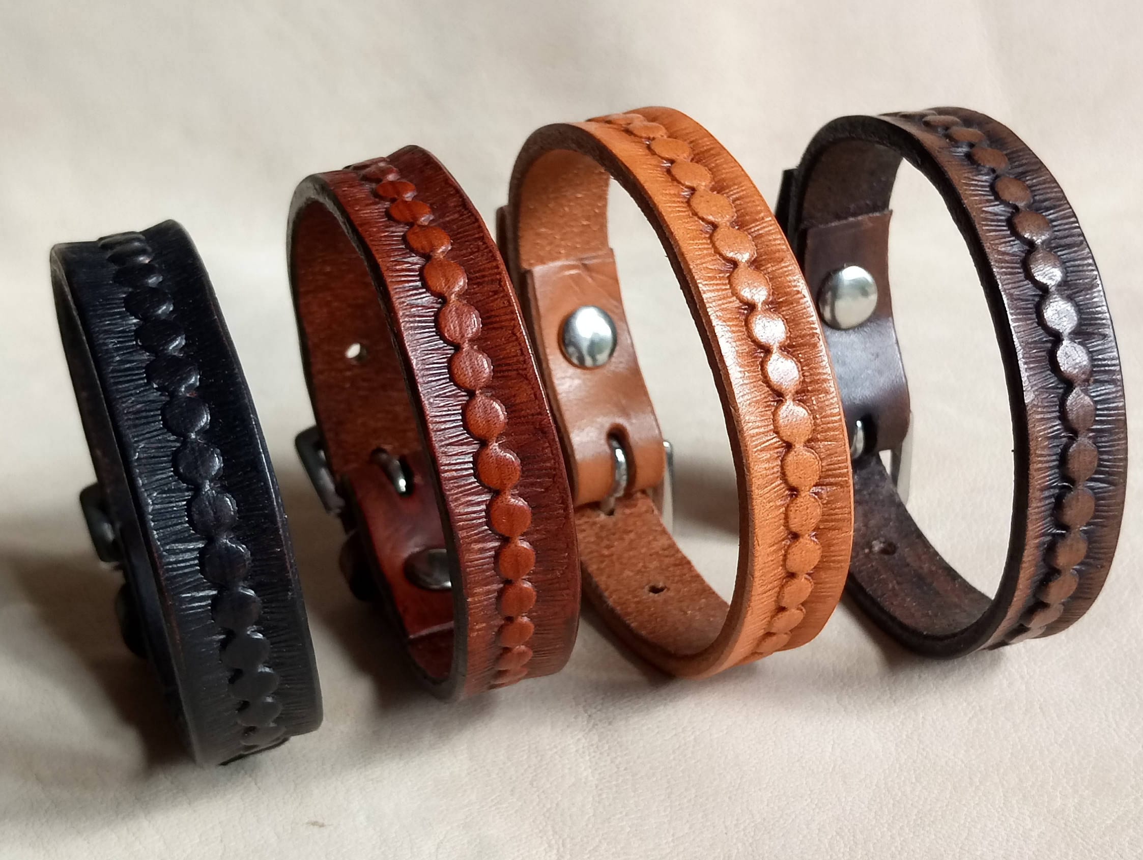 Leather Cuff Hand Tooled Leather Cuff Womens Cuff Mens Etsy