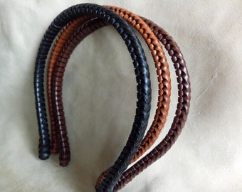 Hand Braided Leather Headband for Women, Hand-Woven Hair Band