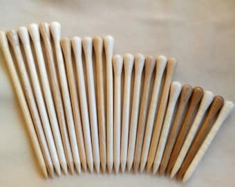 Handgedraaide houten haarstaaf, essen, essen, verschillende maten