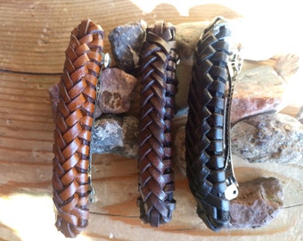 Handmade Braided Leather French Barrette, Hair Clip