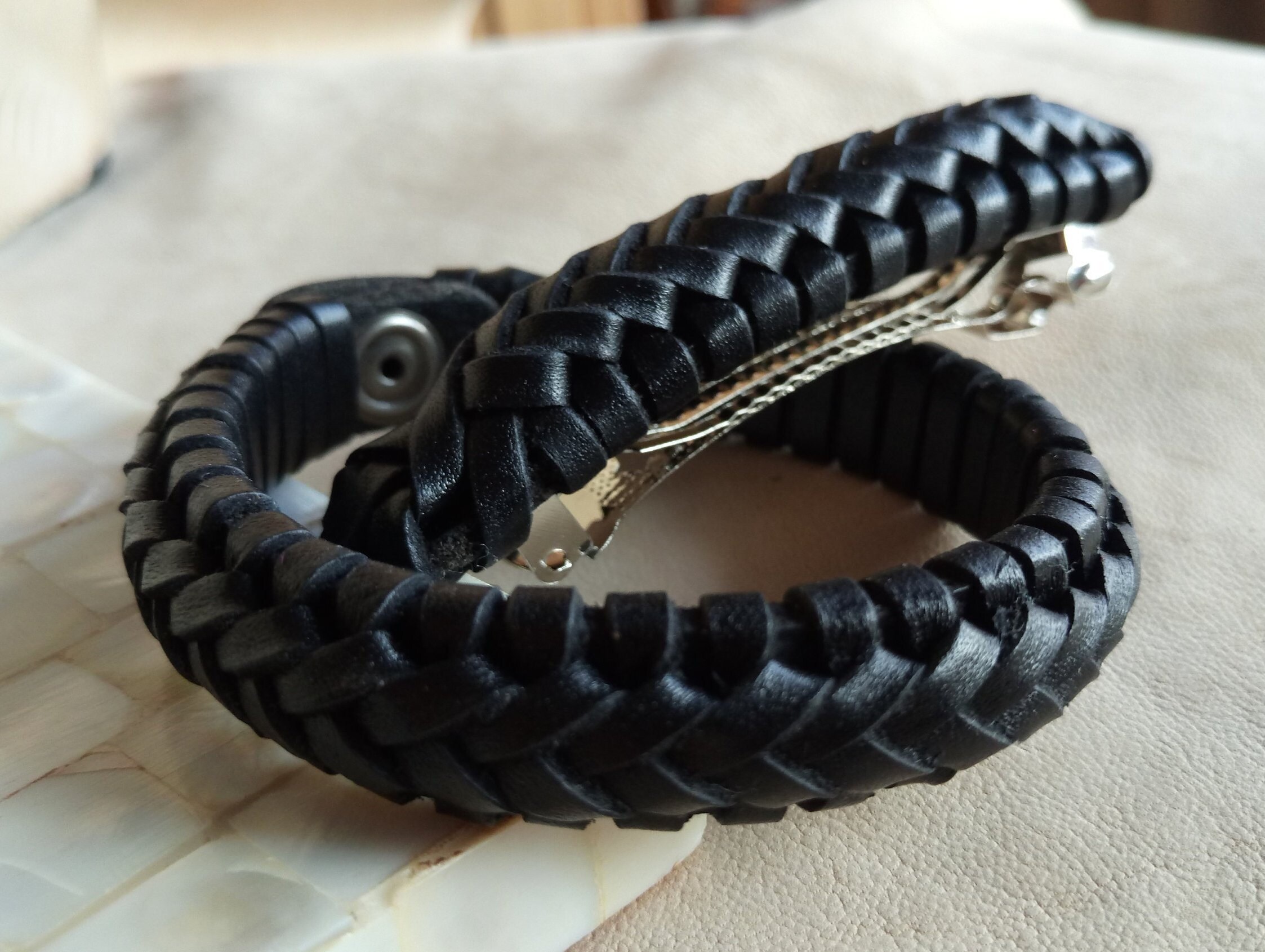 Split Braid Leather Bracelet -   Braided leather bracelet, Leather  bracelet, Braided leather necklace