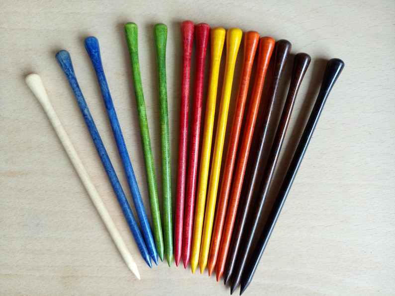 Wooden Hair Stick, Various Size and Colour of Hair Sticks, Turned Wooden Hair Sticks, Long and Slim Hair Pins, Pair of Hair Sticks image 5