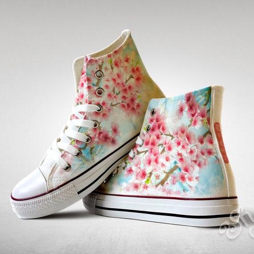 Japanese Flowers Cherry Blossom Custom Made Shoes - Etsy
