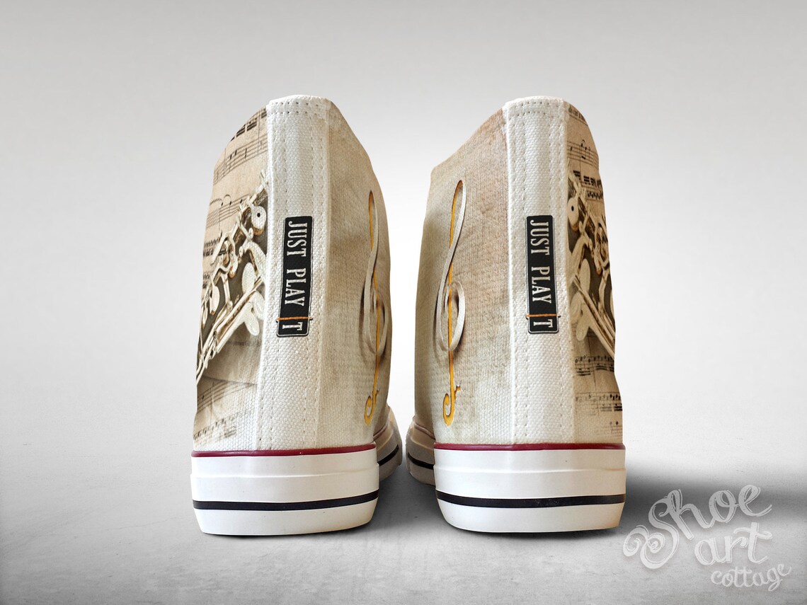 Sheet Music Oboe Treble Clef Custom Made Shoes Etsy