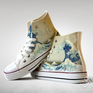 Great Wave off Kanagawa painting, Custom Made Shoes