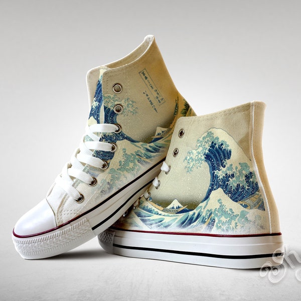 Great Wave off Kanagawa painting, Custom Made Shoes