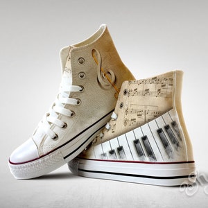 Sheet Music, Piano, Treble Clef, Custom Made Shoes