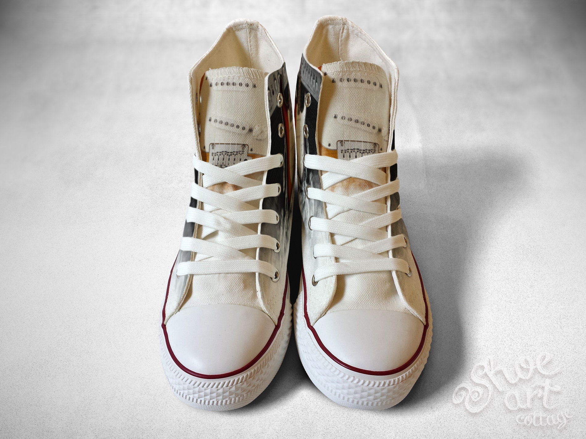 Electric Guitar Pattern Print Men Women's High Top Shoes