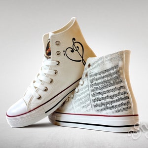 Sheet Music, Bach, Treble Clef, F-clef, Custom Made Shoes