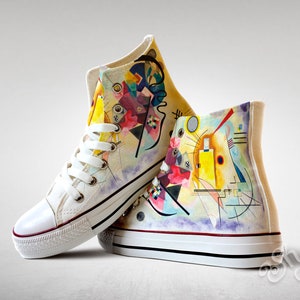 Yellow, Red, Blue painting, Custom Made Shoes