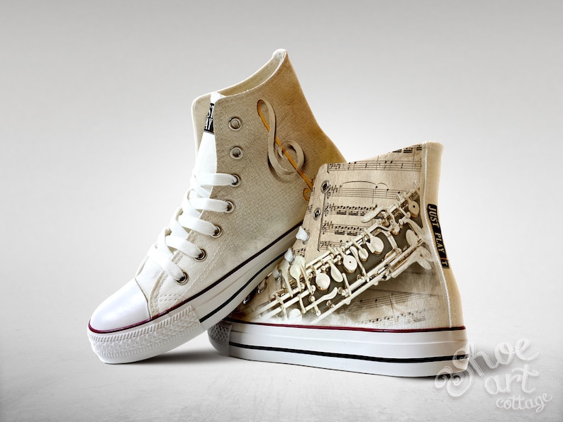 Sheet Music Oboe Treble Clef Custom Made Shoes Etsy