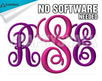 Embroidery Fonts Monogram Interlocking Vine For Boys And Girls NO SOFTWARE NEEDED Embroidery Design Intertwined Script Design