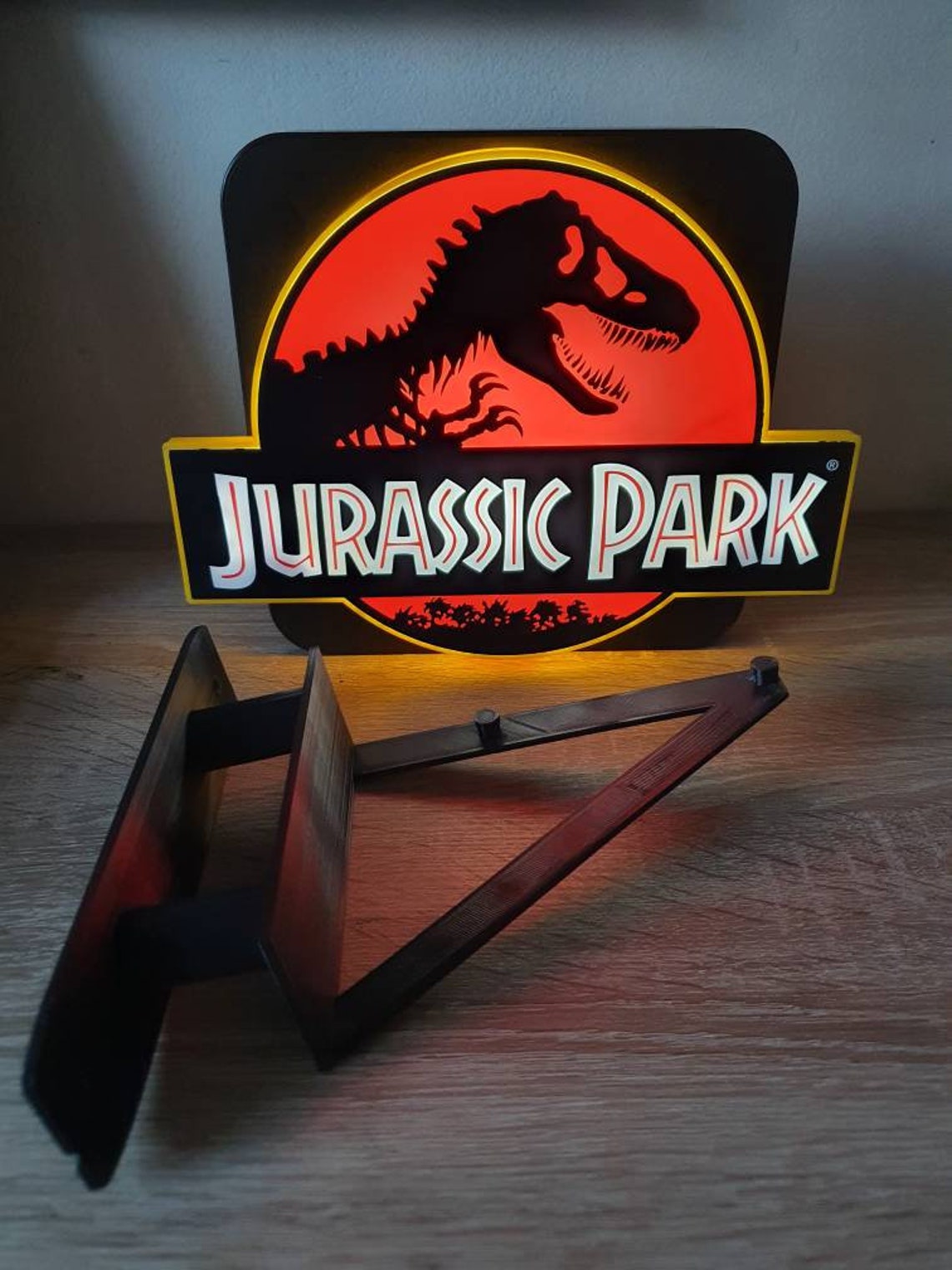 Jurassic Park Wall Mountable Lamp logo sign light up battery Etsy