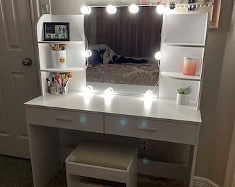 Vanity Table With Mirror And Lights Vanity Table With Mirror And Lights, Small Cream Vanity Mirror With Lights Desk