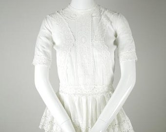 Edwardian bestickte Baumwolle Bluse